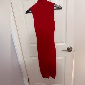 Red bodycon ribbed dress